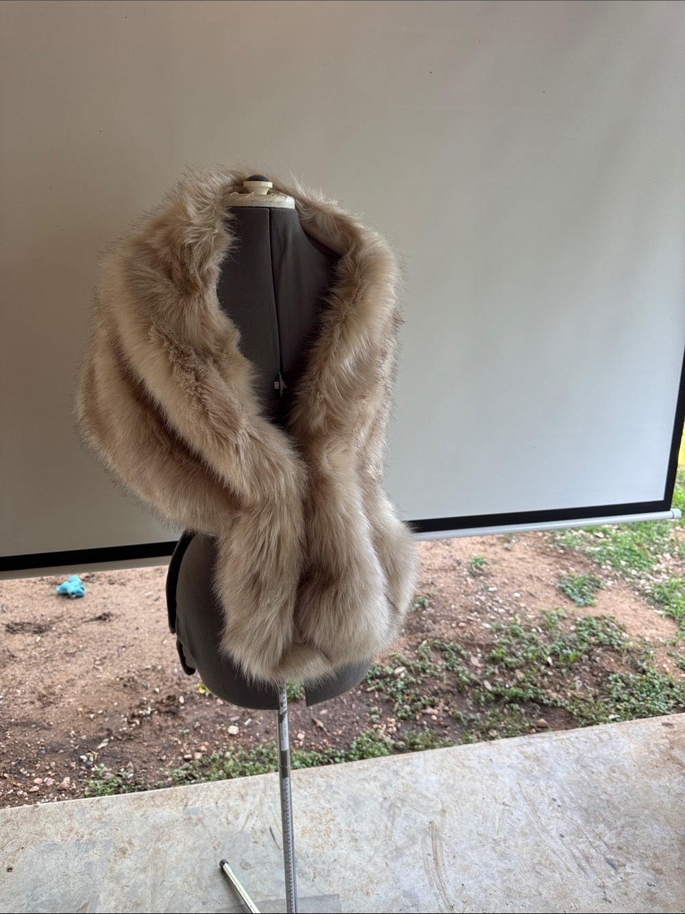 Lux Faux Fur Stole in Taupe